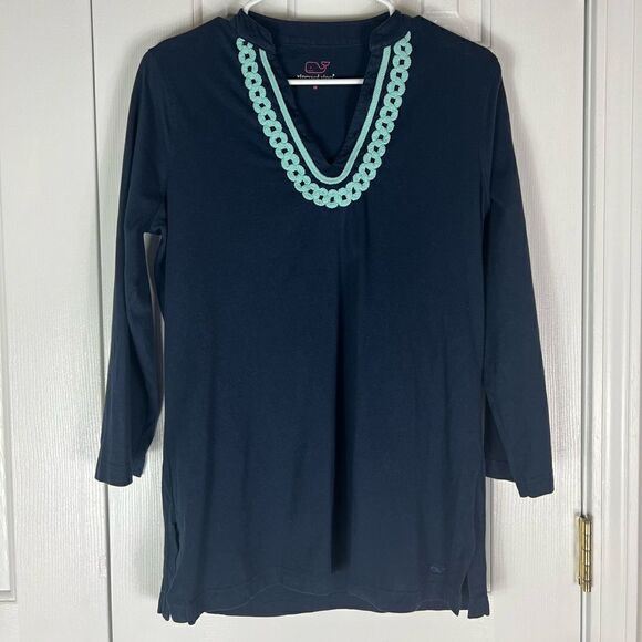 Vineyard Vines Navy 3/4 Sleeve Blouse Size M - Picture 1 of 3